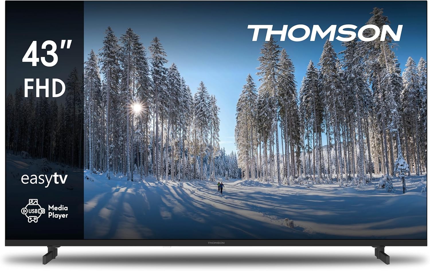 Thomson TV 32 (81 cm) HD Easy TV, LED-TV (ej smart), trippelmottagare (DVB-T/T2/C/S/S2), Dolby Audio, hotellläge, mediaspelare, bakgrundsbelyst fjärrkontroll, 3x HDMI - 32HD2S13(43/blackone)