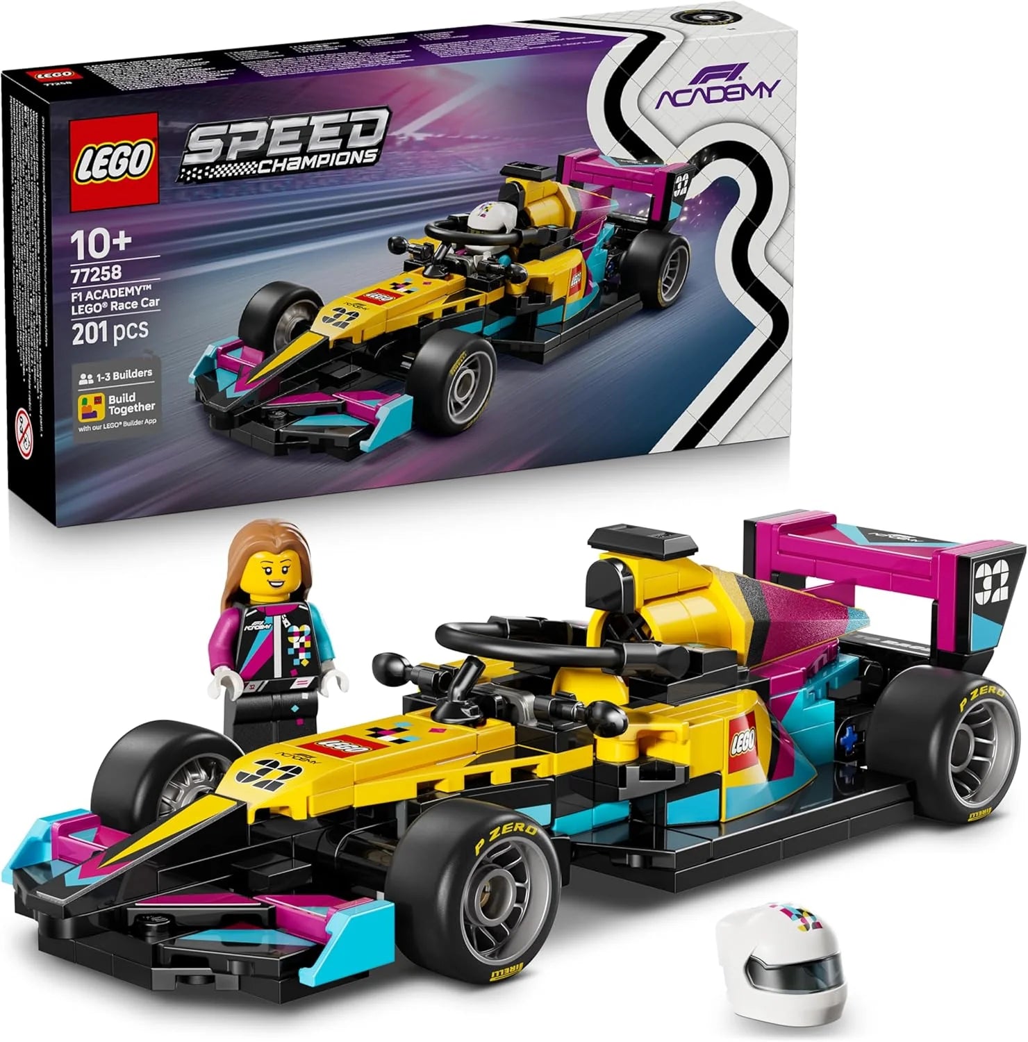 LEGO Speed Champions F1 ACADEMY LEGO Racerbil - F1 ACADEMY Byggset med Minifigur av en Kvinnlig Förare - Lekset med Fordon för Barn från 10 År - Formel 1-present till Flickor och Pojkar