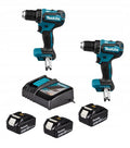 Dwie wkrętarki 18V Makita DDF485Z 50 Nm 3x5.0Ah + ładowarka