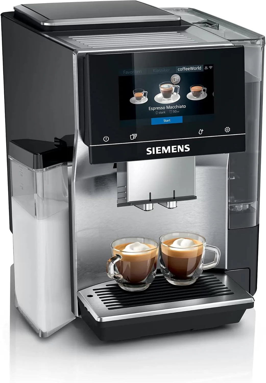 Siemens Kaffeevollautomat EQ900 TQ903D03, App-Steuerung, intuitives Full-Touch-Display, Barista-Modus, AromaBoost, Geräuschreduzierung, Premiummahlwerk, automatische Dampfreinigung, 1500 W, edelstahl(TFT Display 5,0/Klavierlack Schwarz/1 Bohnenbehälter)