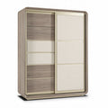 Szafa przesuwna 150 x 60 x 210 cm w kolorze drewnianym i beżowym z materiału MDF