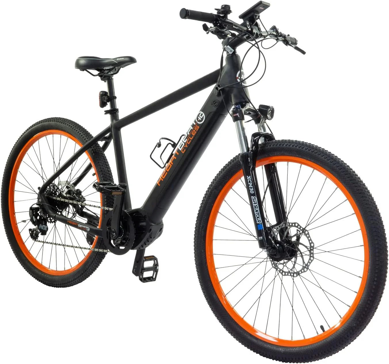 Highphoria Elektrofahrrad Erwachsene, 250W 25 km/h E-Bike mit Batterie, Starker Motor, Kettenschaltung, E-Mountainbike mit Hydraulische Federgabel Pedelec für Damen  Herren(Schwarz-Orange/27,5 Zoll - Xplorer)