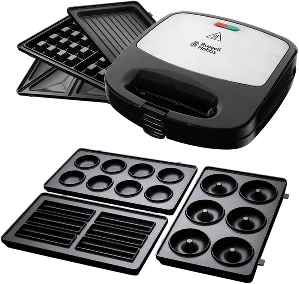 Russell Hobbs elektrisk grill, utbytbara tallrikar, smörgåsmaskin, diskmaskinssäkra tallrikar, 3-i-1 24540-56  Russell Hobbs 3-pack snackstallrikar, cake pop, minimunk och churros passar till Fiesta 24540-56