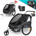 KESSER® Przyczepka rowerowa dla dzieci Sport-RX 2w1 z funkcją jazdy Przyczepka rowerowa dla dzieci + 5-punktowy pas bezpieczeństwa 360°(Czarny)