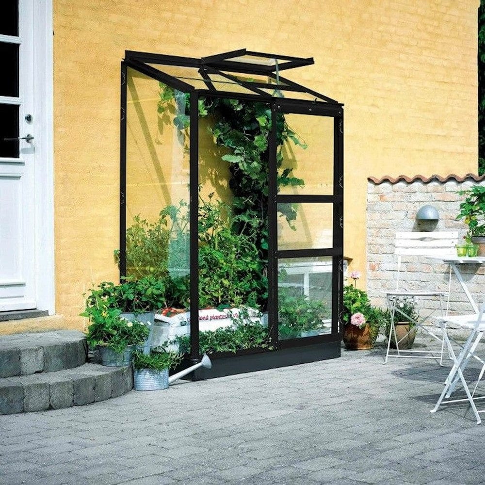 Halls Växthus Wall Garden Altan 0,92 m2(Svart/3 mm Glas)