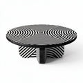 Stolik kawowy o średnicy 80 cm z wzorem w czarno-białe spirale