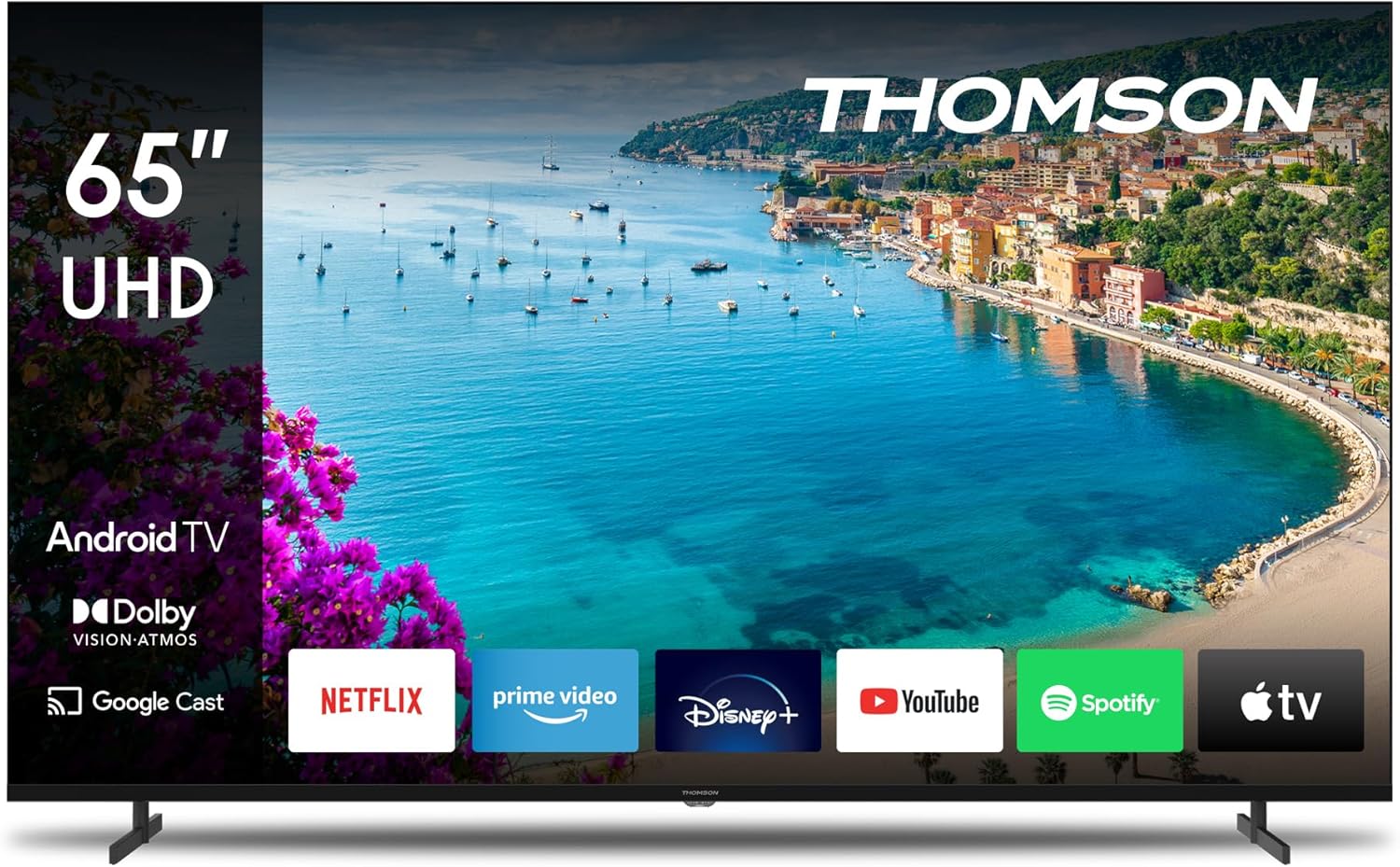 THOMSON 24 TV (60 cm) LED HD 12V Camping Smart Android TV, Google Assistant, Wi-Fi, Dolby Digital, Bluetooth, Trippel-Tuner (Kabel/Satellit/Antenn), HDMI, CI+, A+ Panel - 24HA2S13C(65 Tum/65 UHD/black)