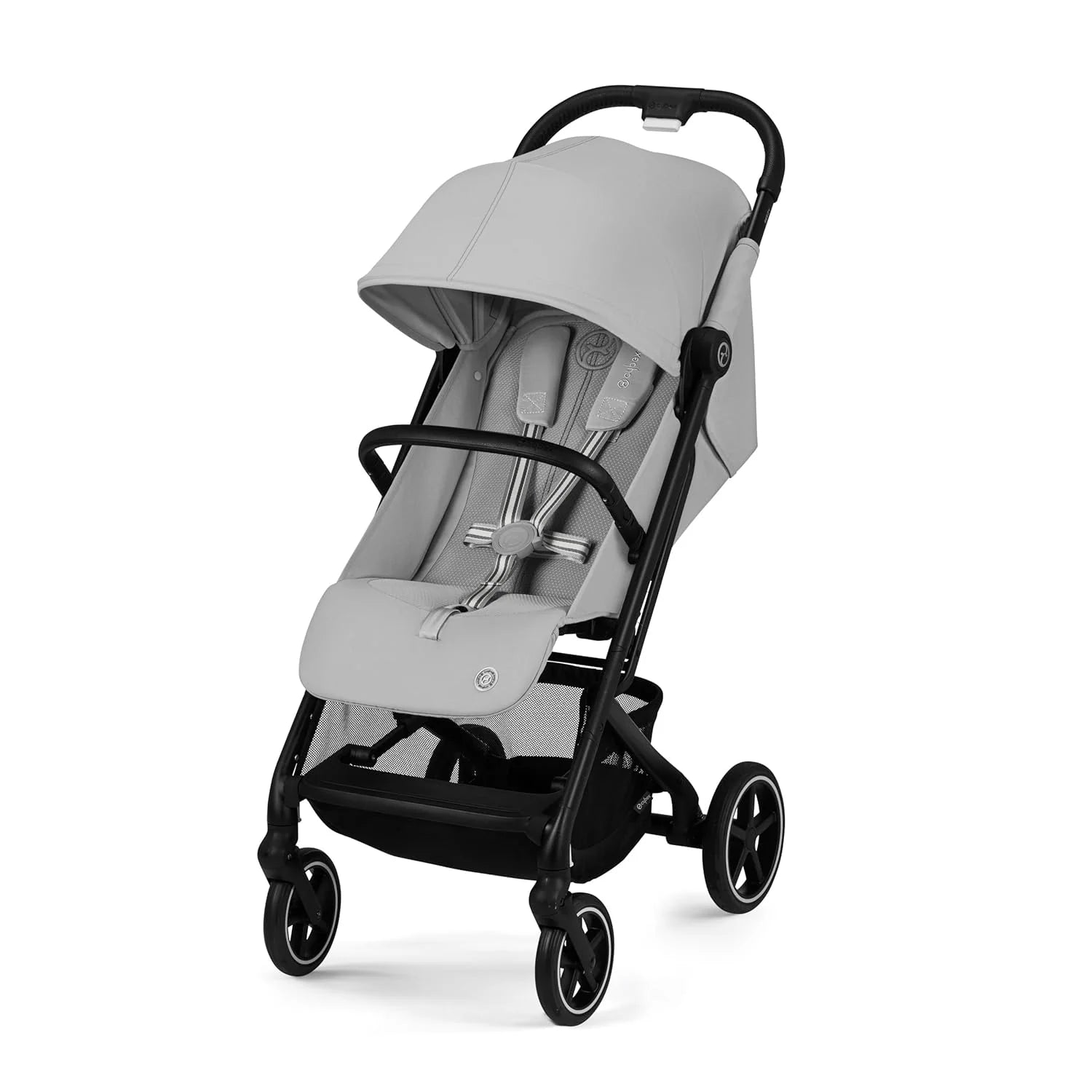Cybex Gold Kinderwagen Beezy mit One-Pull Harness, Ab Geburt bis ca. 4 Jahre (max. 22 kg), Kompakt und ergonomisch, Magic Black (Schwarz mit schwarzem Rahmen)(Mit One-Pull Harness/Kinderwagen/Fog Grey)