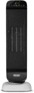 De'Longhi Tower Keramisk Värmefläkt, Snabb Uppvärmning med 2 Effektnivåer, Fjärrkontroll, 24-Timer, Miljöfunktion, Säkerhetstermostat, Bakre Handtag, 2000W, HFX25S20, Vit/Svart
