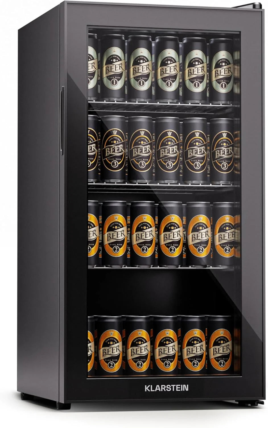 Klarstein Mini Kühlschrank mit Glastür für Zimmer, Getrnkekühlschrank mit Verstellbaren Ablagen, Kleiner 80 Liter, Indoor/Outdoor Kühlschrank Leise(74 L/Onyx)